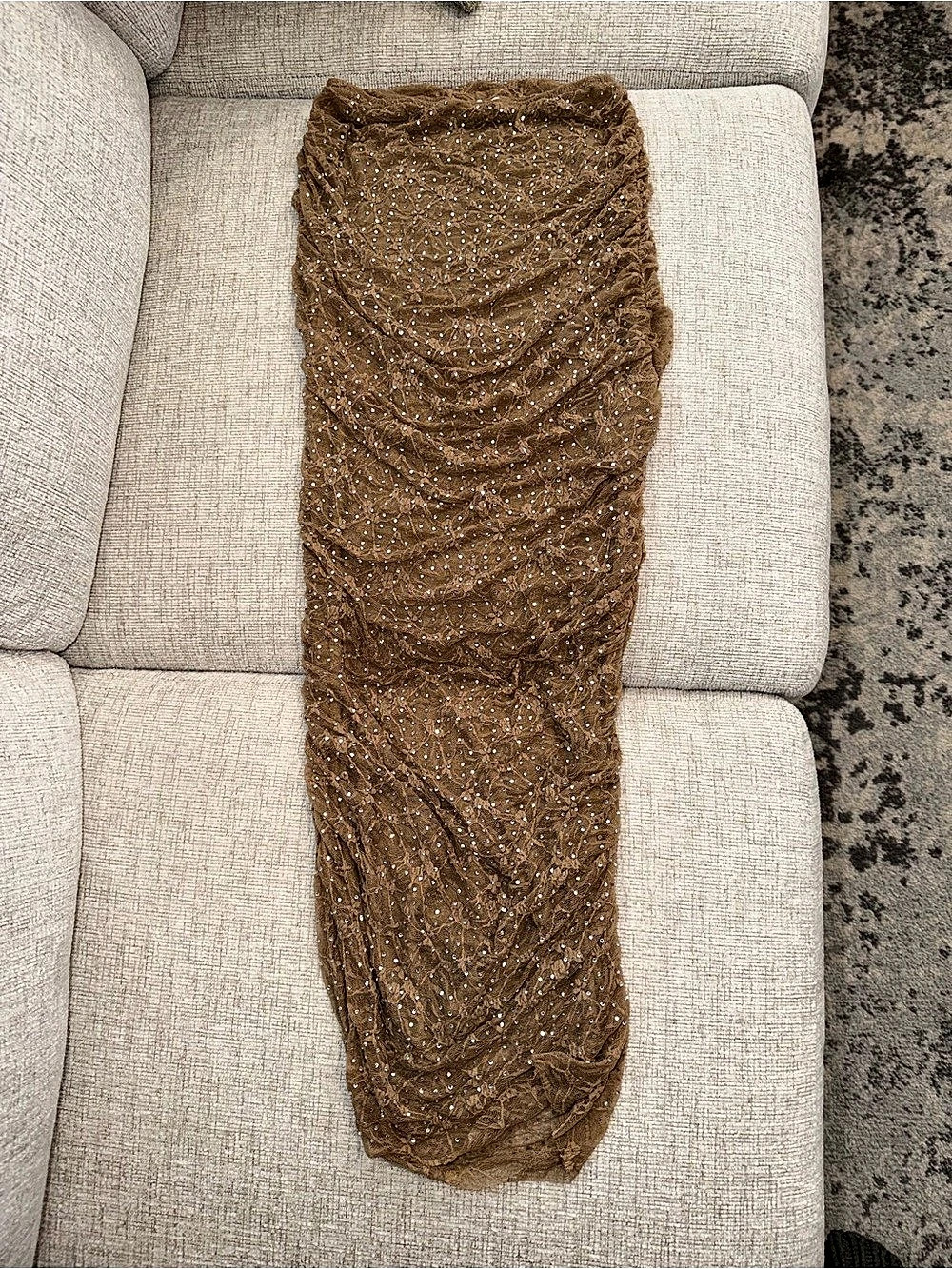 Zara Embellished midi skirt in Brown Size small Like New